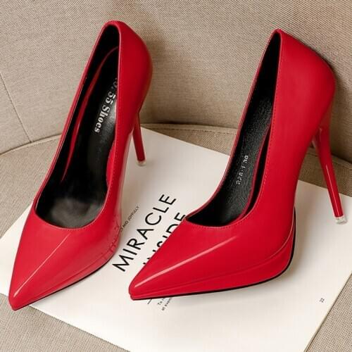 2021 New Spring Women 12cm Thin High Heels Platform Pumps Female Elegant Sweet Fetish Shoes Pointed Toe Party Dress Red Stiletto