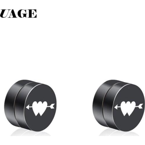 UAGE 1Pair Punk Mens Strong Magnet Magnetic Health Care Ear Stud Non Piercing Earrings Fake Earrings 8x8mm