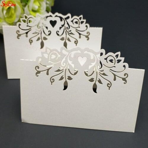 100Pcs Hollow Heart shape Laser Cut Birthday Wedding Party Seat Placed Name Card Table Name Cards 6ZSH875-100