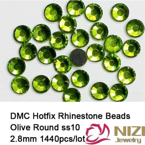1440 pcs ss10 olivine Free shipping DMC hot fix rhinestones flat back rhinestones High Quality