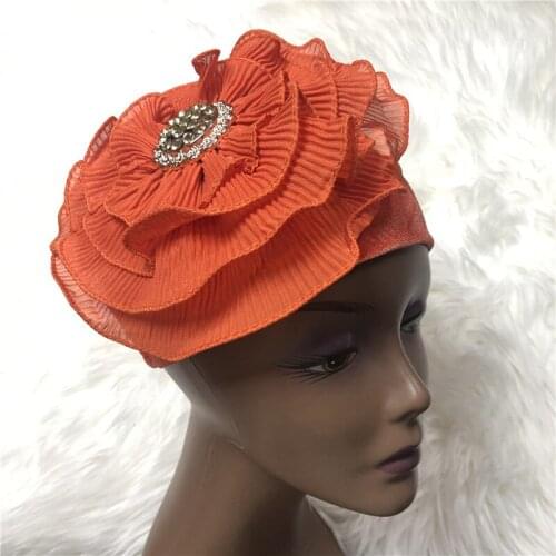 2021 NEW women headtie gele turban cap African Women Cap With Big Stones Head-Wrap Cap Auto Gele Nigerian Turban Gele auto gele