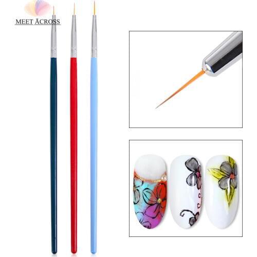 3pcs/set Nail Art Liner Painting Pen 3D Tips DIY Wood UV Gel Brushes Drawing Kit Flower Line Grid French Design Manicure Tool