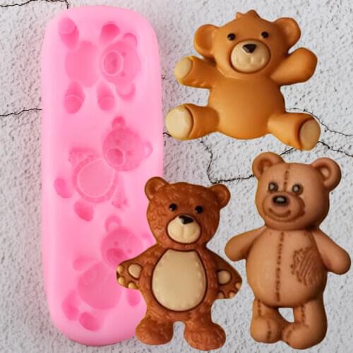 3D Cute Bear Silicone Mold Chocolate Candy Resin Clay Soap Molds DIY Baby Birthday Cupcake Topper Fondant Cake Decorating Tools