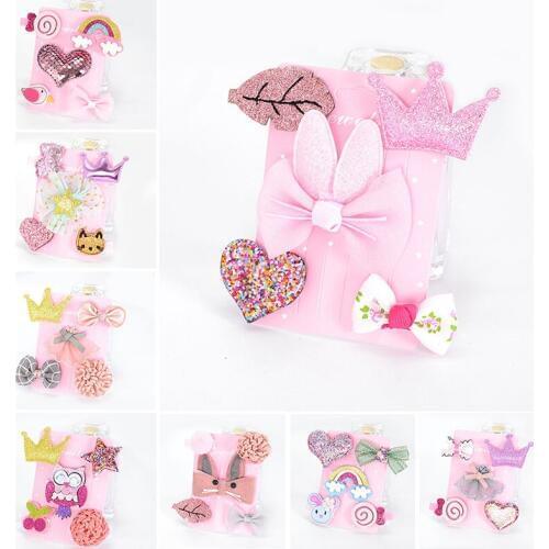 5Pcs/Set Children Hair Clip Set Infant Hair Accessories Baby Bowknot Newborn Girl Boy Crown Shaped Hairwear Headwear Photography