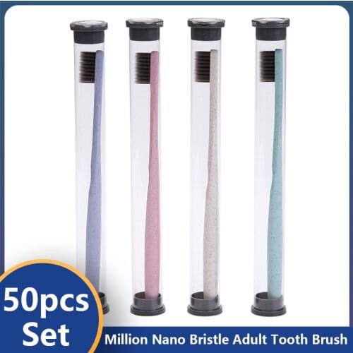 50Pcs Ultra-fine Soft Hair Eco Friendly Toothbrush Ultra-fine Hair Eco Friendly Toothbrush Brush with Box Fiber Nano Toothbrush