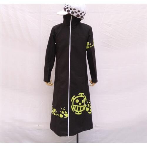 Anime One Piece Trafalgar Law After 2 Years Cosplay Costume Coat Cloak Outerwear Hat Free shipping
