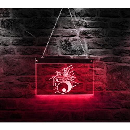 Drum Band Electric Display Neon Board Rock Music Decorative Wall Signs Night Lights Music Studio LED Lighting Sign Drummer Gift