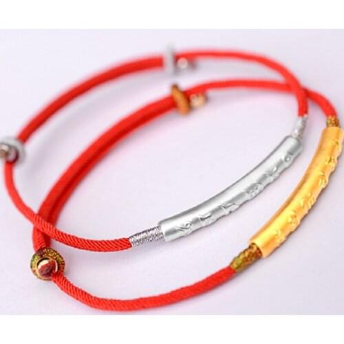 2021 New Six-Character Mantra Bracelet 999 Pure Silver Gold-plated Red String Chinese knot Braided Bracelet For Ladies Jewelry