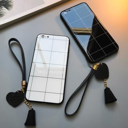 For Huawei Honor 10 9 lite v9 v10 v20 Case Free strap Lattice Line Glossy Hard Glass Cover For Huawei Honor 9 10 lite Casing