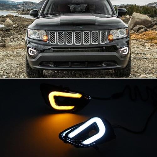CSCSNL 1 Pair LED DRL Day Light Daytime Running Light Fog Lights with Turn Light For Jeep Compass 2011 2012 2013 2014 2015 2016