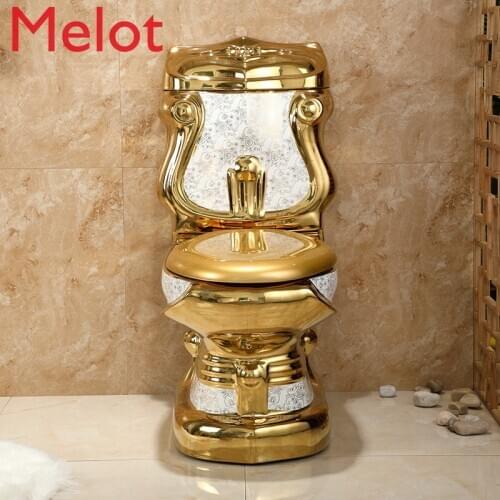 European Style Palace Golden Toilet Retro Hotel Color Toilet Relief Split Toilet Color Gold Creative Toilet