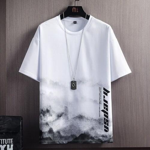 Summer New Men Casual T-Shirt Male Landscape Printing Fashion TShirts Mens O-Neck Loose Short Sleeve Street Hip Hop Tops Tees
