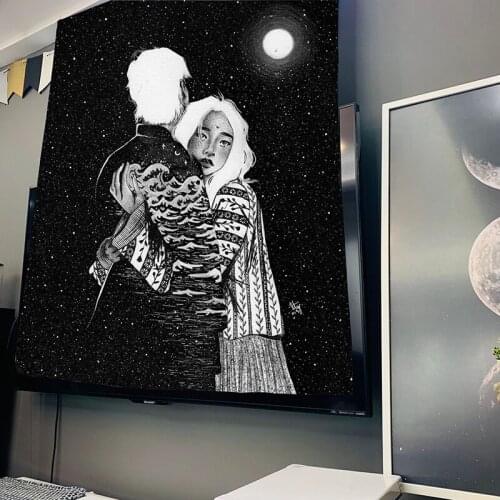 Moon tapestry boy and girl room decor background wall cloth lover wall carpet home decorative fabric wall