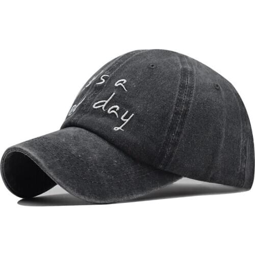 Korean classic washed distressed italic letter embroidered baseball cap no fading outdoor sport casual travel shade snapback hat