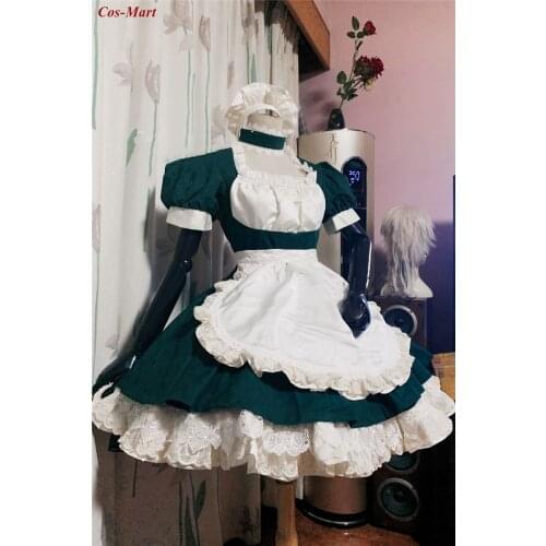 Anime Demon Slayer Kamado Nezuko Cosplay Costume Dark Green Maid Dress Ball Activity Party Role Play Clothing Custom-Make Any