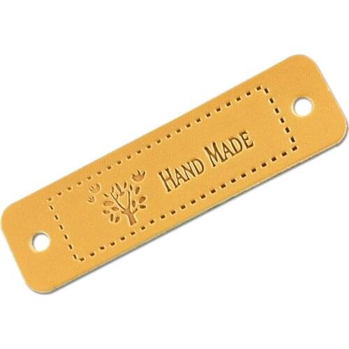 Love Tree Handmade Leather Labels for Gift Hand Made Leather Tags Garment Decoration Badge for Jeans Clothes Sewing Label