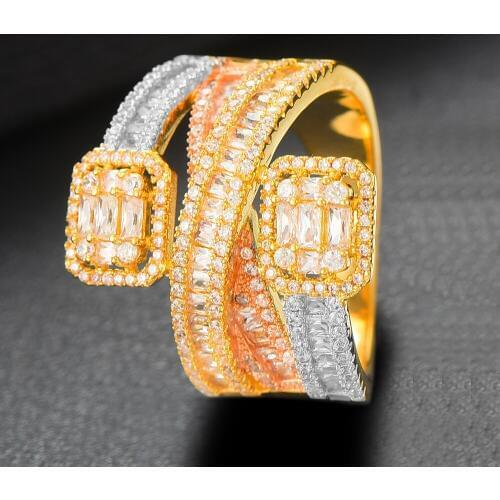 LARRAURI 2019 Trendy Square Geometry Cubic Zircon Stacks Rings for Women Finger Rings Beads Charm Ring Bohemian Beach Jewelry