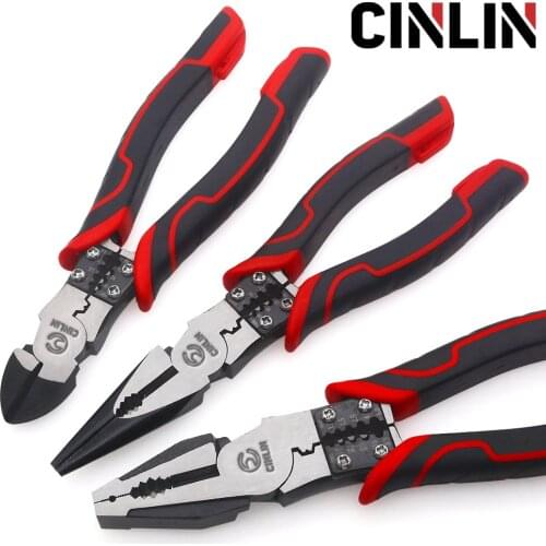 Effortless Multitool Flat Nose&Long Nose Pliers Steel Wire Stripper Cable Cutter Crimper Criming Hand Tools Electrician Cutting