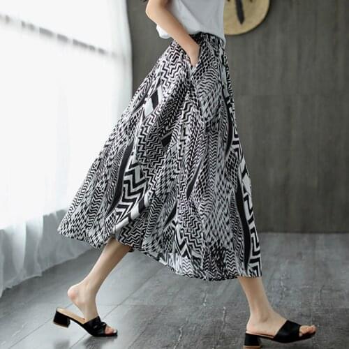 Summer plus size casual skirt 2021 new women a-line skirt mid-length high waist fashion retro zebra pattern half-length skirt 84