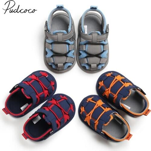 Pudcoco Summer Baby First Walkers Baby Infant Kid Boy Girl Soft Sole Crib Newborn Toddler Patchwork Bandage Shoes 0-18M