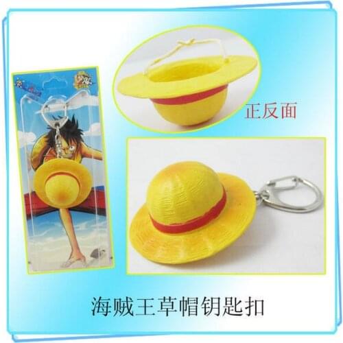 Hot MD Luffys Yellow Straw Hat Pendant Metal Keychain Necklace Halloween Christmas New Year Gift Kid Birthday Gift