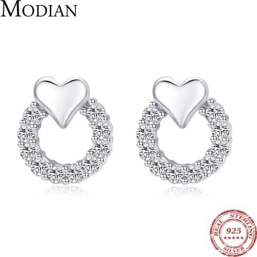 Modian Heart Earrings for Women 925 Sterling Silver Cubic Zirconia Europe CZ Fashion Jewelry Wedding Statement Fine Jewelry