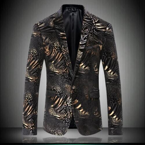Mens Black Tiger Patterns Jacket 2020 Casual slim fit Suit Coat One Button US Blazer masculino M-3XL 4XL K8653