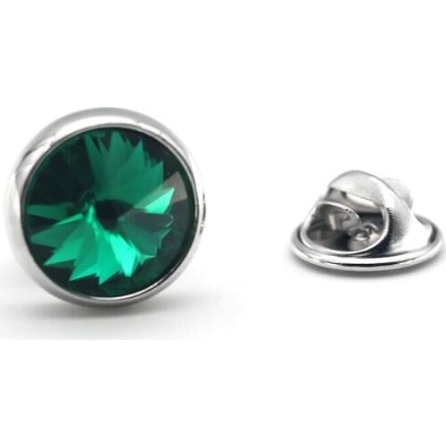 Mens Fashion Brooch Ladys Lapel Pin Clothing Backpack Badge Quality Brass Green Crystal Water Drop Design Suit Pin For Men