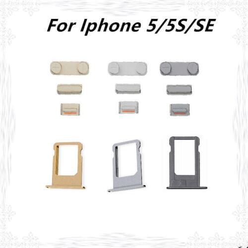 4in1 set Power On Off + Volume Switch + Mute side Button & Sim Card Tray Holder for 5 5S SE side keypads Side Key replacement