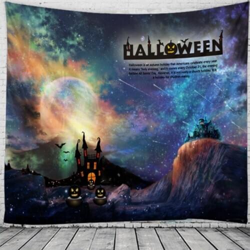 Halloween Evil Pumpkin Print Wall Tapestry Tapestries Wall Hanging Flower Psychedelic Tapestry Wall Hanging Decor Halloween Deco