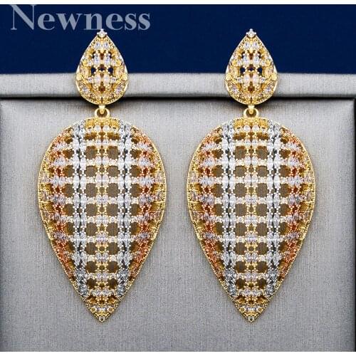 Newness Braided Twist Lines Luxury Water Drop Full Mirco Paved Cubic Zirconia Naija Wedding Earring Fashion High End Jewelry