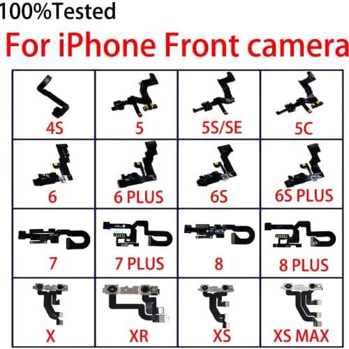 Original Front Camera For iPhone 6 S 7 8 Plus X XS max Front Camera Flex Cable With Cam Plastic Ring Proximity Sensor Facing