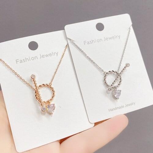 Trendy Simple Sweet Shiny Heart Zircon Geometric Pendant Necklace For Women Temperament Elegant Jewelry Gifts Clavicle Chain