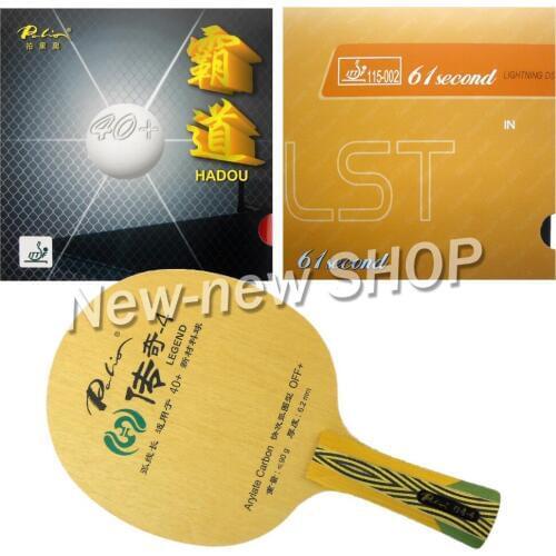 Palio Legend-4 Blade with HADOU 40+ and 61second Lightning DS LST Rubbers for a Racket Long Shakehand FL