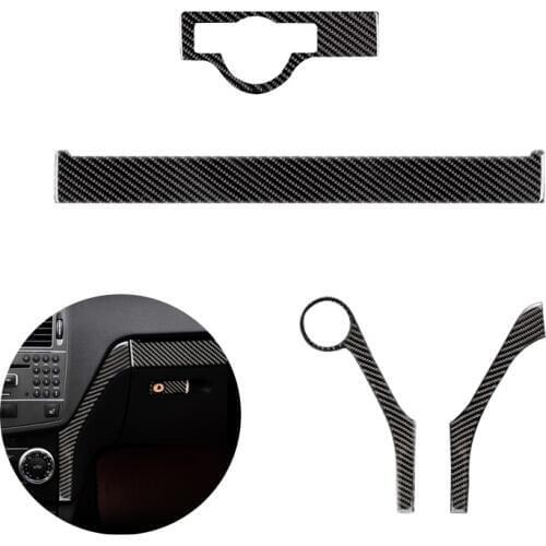 For Mercedes Benz C Class W204 07-10 Car Center Control Panel / Headlight Switch / Passenger Dashboard Carbon Fiber Cover Decor