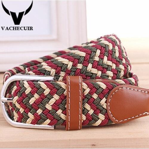 VACHECUIR Brand Belt! Fashion Canvas Belt Mens For Gift,Made of Canvas + Stainless Steeel + Cow Leather Free Shipping For Men 26