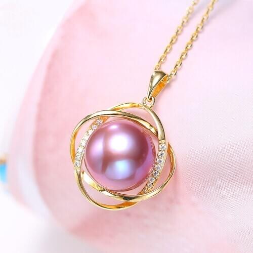 Luxury Gold Plated Pink Purple Color Imitation Pearl Pendant Necklace Elegant Bridal Necklace Wedding Jewelry Banquet Gifts
