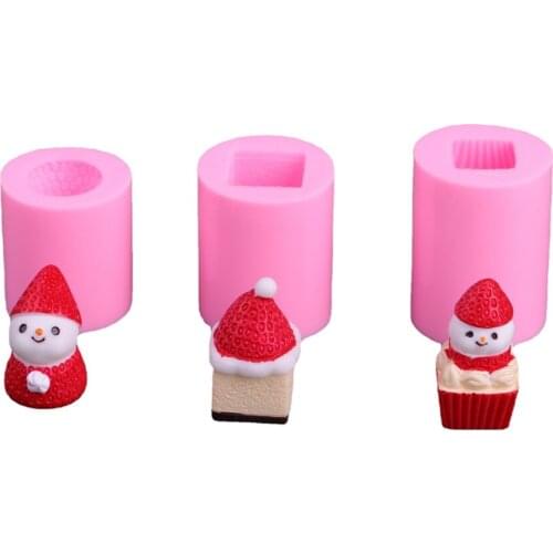Christmas Candle Silicone Mold Small Snowman Candle Aromatherapy Diffuser Stone Decoration Strawberry Snowman Cake Mold