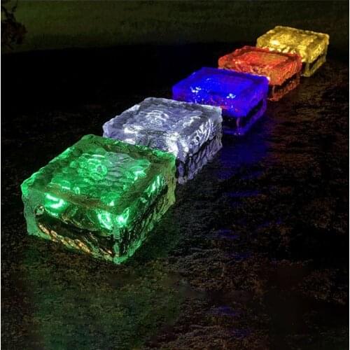 Solar Light 4LED Square Buried Garden Villa Colorful Corridor Landscape Light Outdoor Light Waterproof Ice Brick