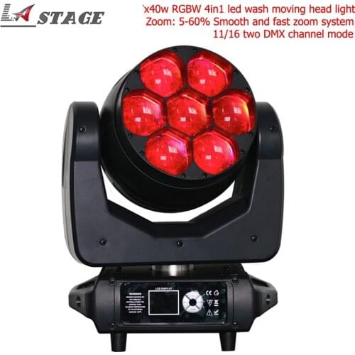 Free Shipping Mini Zoom Function Super Bright 7x40w RGBW 4in1 LED ZOOM Moving Head Stage Lighting Dmx Dj