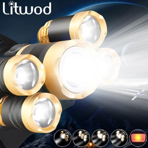 LED Headlamp Most Powerful Headlight 5/3LED T6 Head Lamp Power Rechargeable Fishing Torch Lantern Head Light Use 18650 Battery