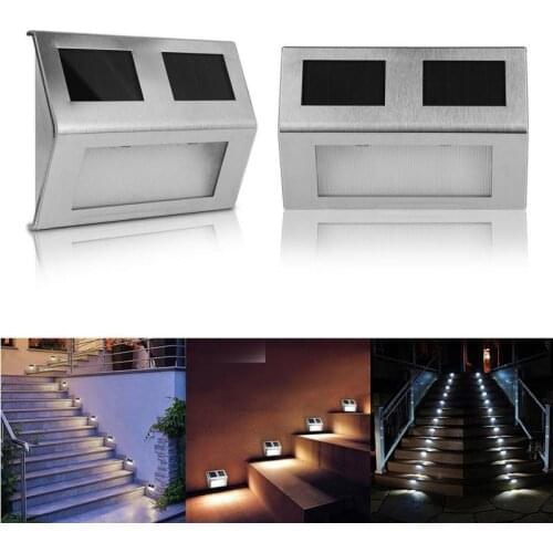 LED Solar Light Stainless Steel Wall Lamp Outdoor Waterproof Path Stair Garden Landscape Fence Stairs Step Lamp