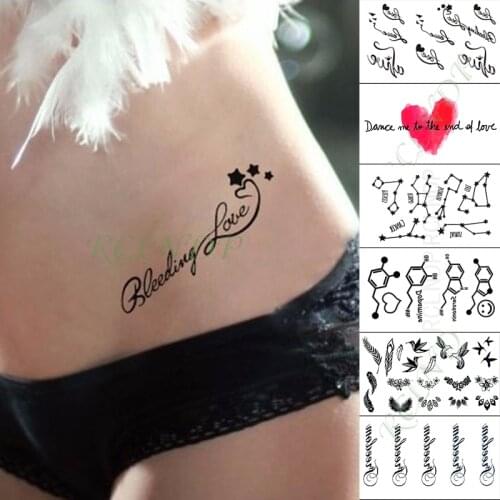 Waterproof Temporary Tattoo Sticker Love Letter With Heart Fake Tatto Finger Hand Arm Foot Flash Tatoo for Kid Girl Men Women