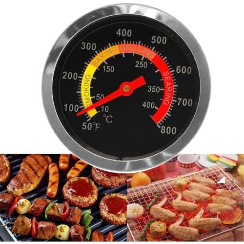 Stainless Steel Barbecue BBQ Smoker Grill Thermometer Temperature Gauge 10-400