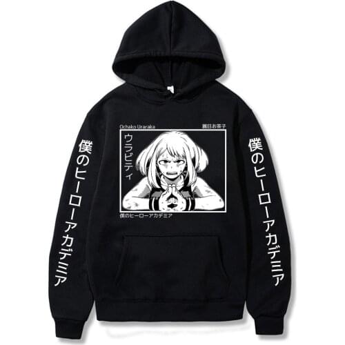 My Hero Academia Hoodie Manga Ochaco Uraraka Printed Long Sleeve Pullover Mens Clothes