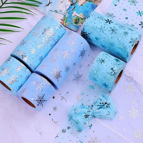 6cm/7.5cm/8cm/10cm snowflake tulle ribbon 25 yards DIY handmade material headdress hair bow shoes hat home bouffant skirt bow