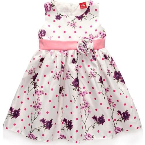 High-grade printing dress sleeveless bitter fleabane bitter fleabane skirt of tall waist Bowknot is pink belt dress