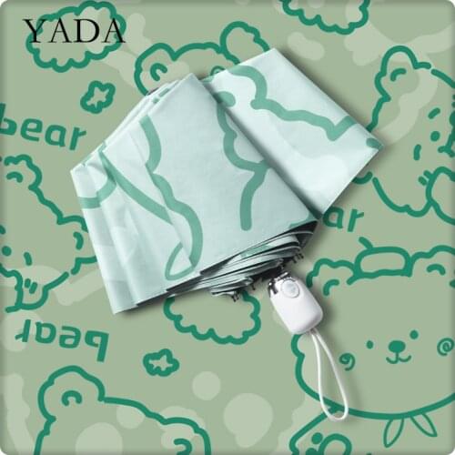 YADA INS New Lovely Hand-Painted Bear Pattern Umbrella Folding Automatic Umbrellas For Women UV Lovely Rain Umbrella YD200226