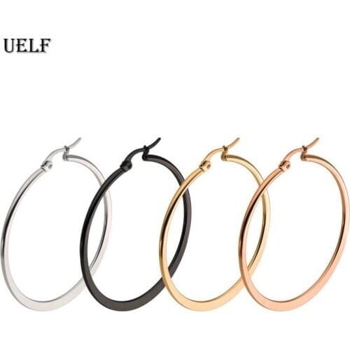 Uelf South Korea Jewelry Earrings Vintage Silver Gold Big Lovers Circle Ear Ring Hoop Earrings Women Steampunk EarClip