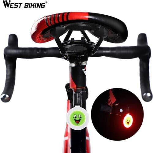 WEST BIKING Bike Tail Light 5 Modes Waterproof LED Tail Lamp Warning Safety Bicycle Rear Light USB Charging Smile Cycling Lights